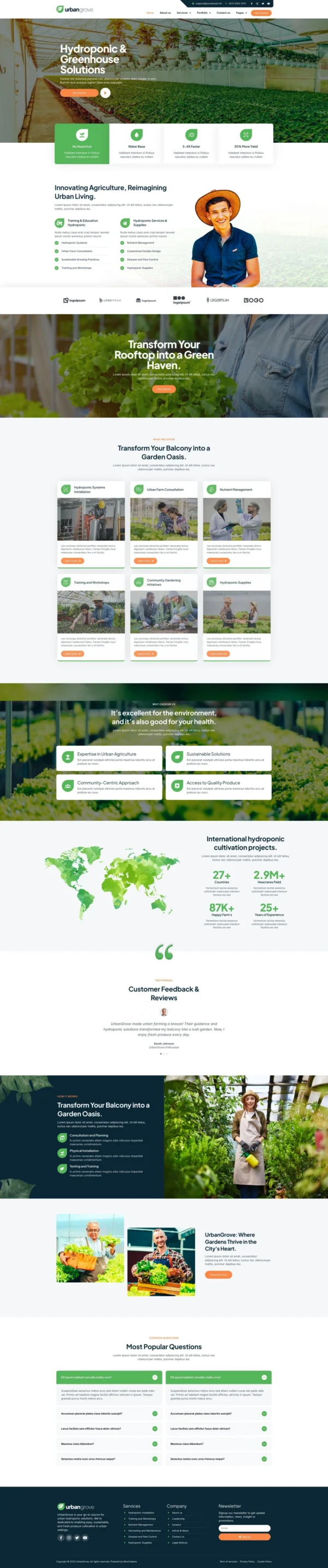 UrbanGrove - Hydroponic & Agriculture Website Design Package