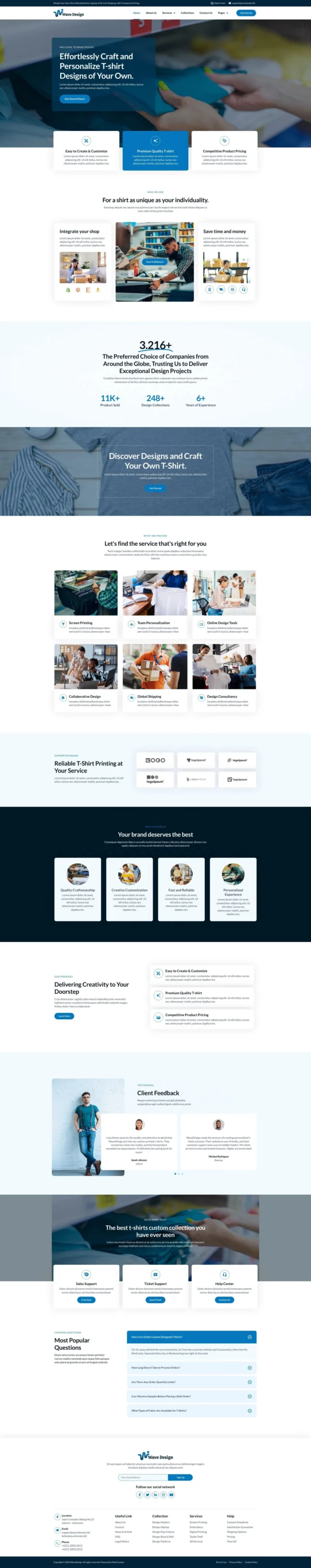 WaveDesign - T Shirt Design & Printing Service Website Design Package