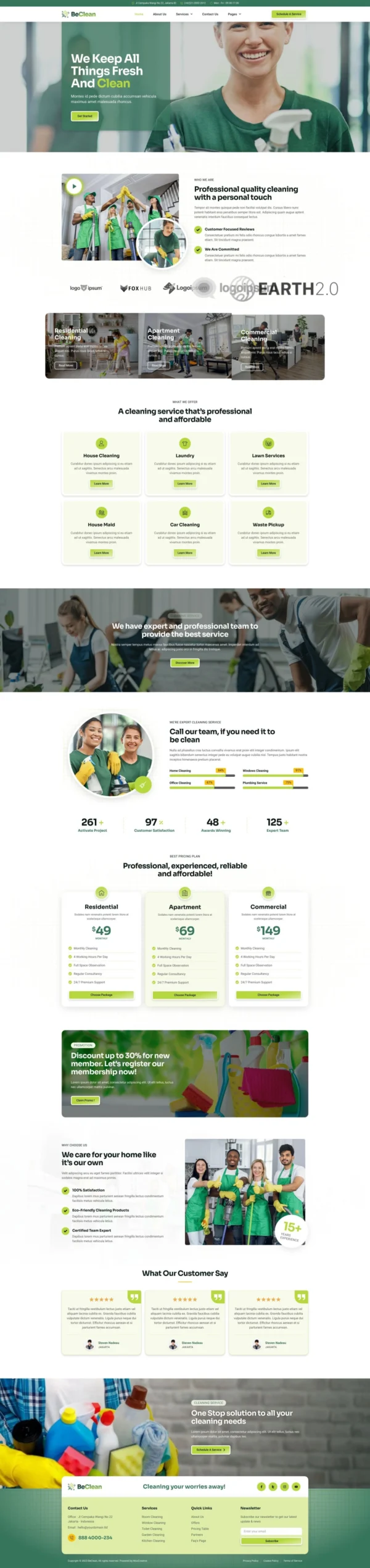 BeClean - Cleaning Service Company Website Design Package
