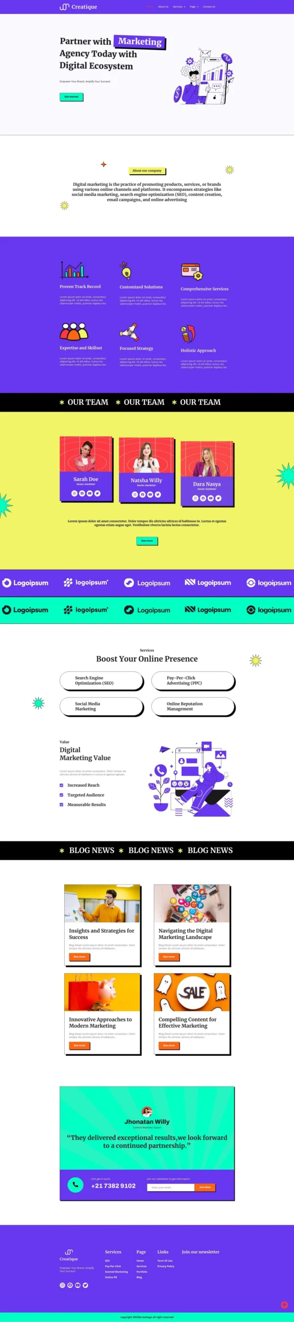 Creatique - Digital Marketing Agency Website Design Package