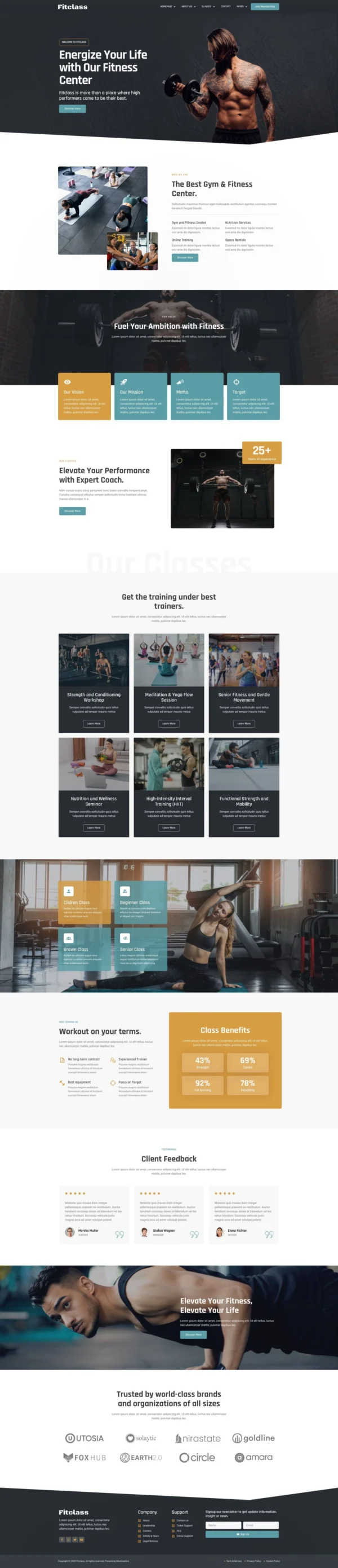 FitClass - Fitness & Gym Services Website Design Package