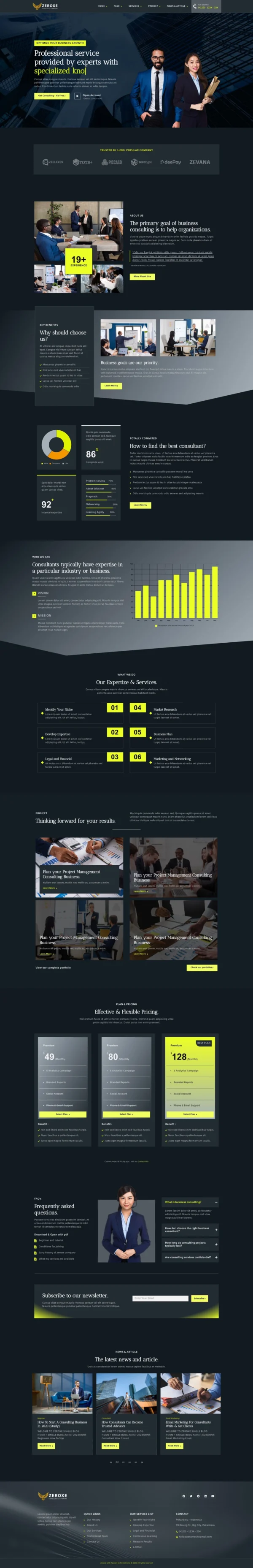 Zeroxe - Consulting Company Profile Website Design Package