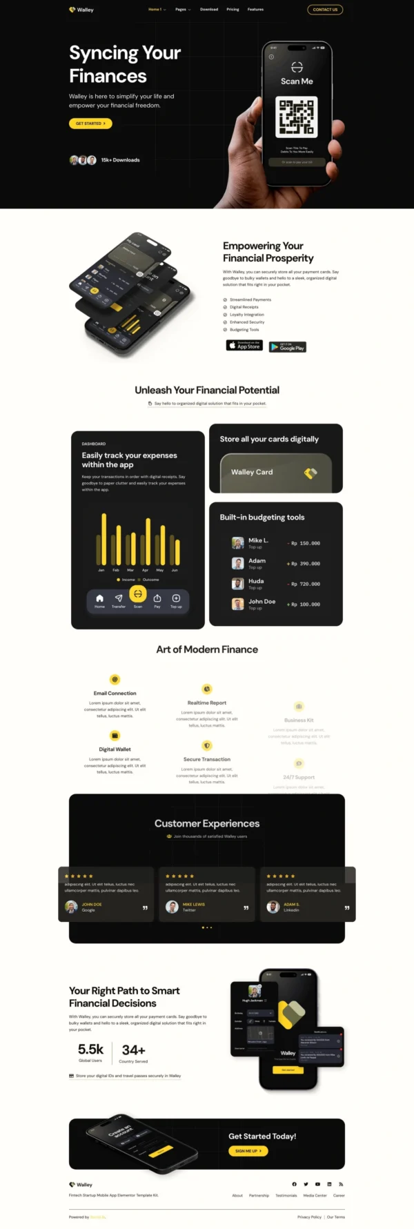 Walley - Fintech Startup Mobile App Website Design Package