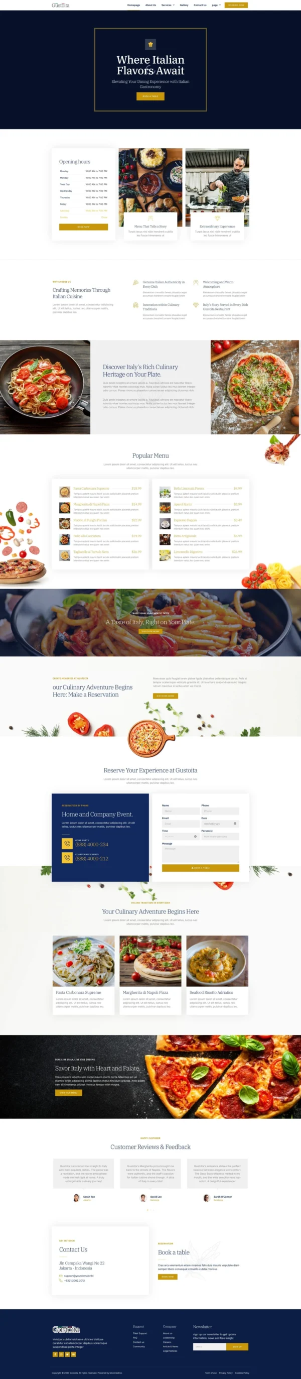 Gustoita - Italian Restaurant Website Design Package