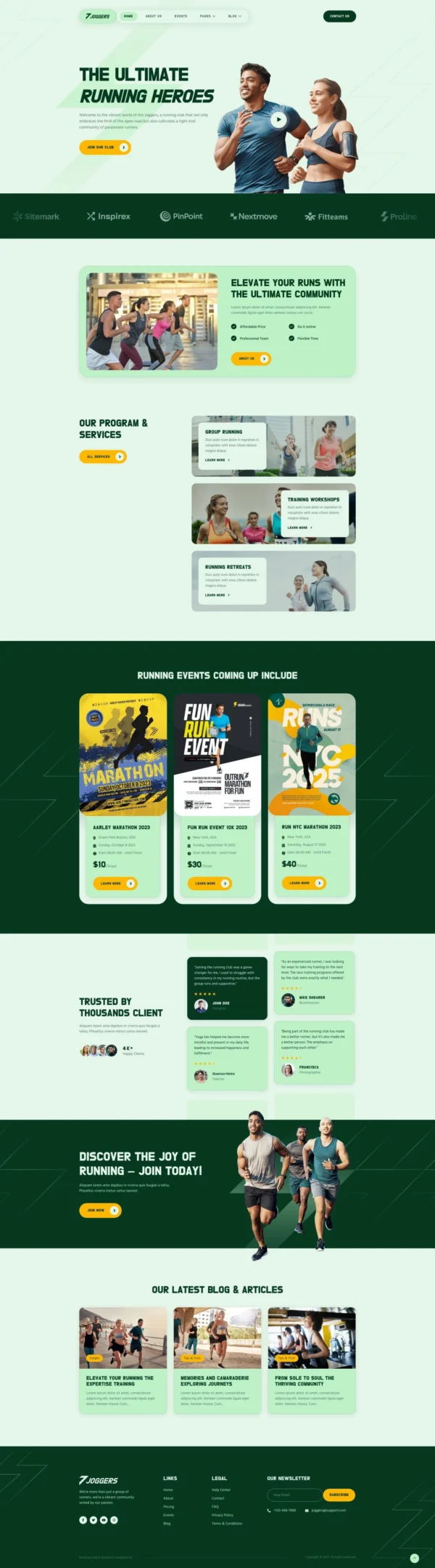 Joggers – Marathon Running Club & Sports Events Website Design Package