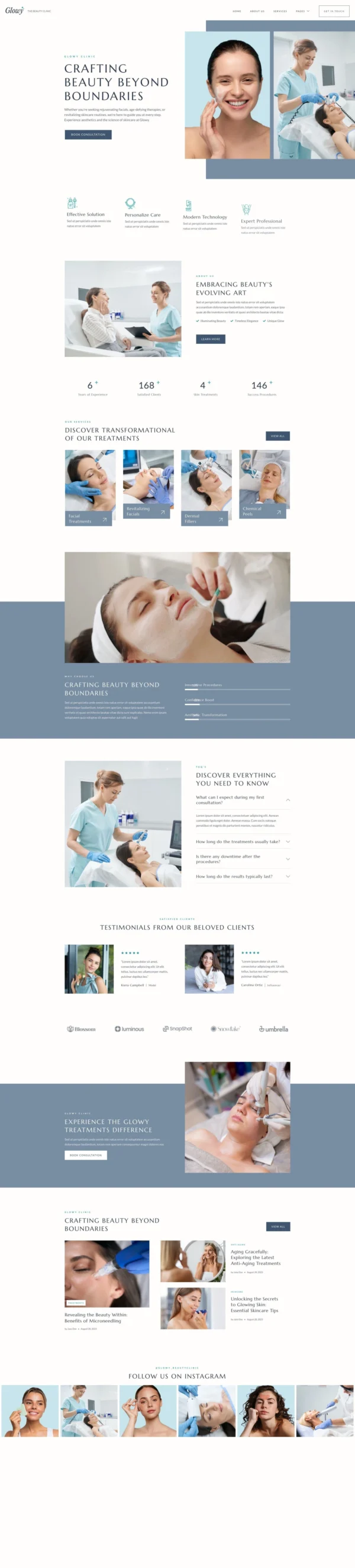 Glowy – Beauty Clinic & Dermatology Website Design Package