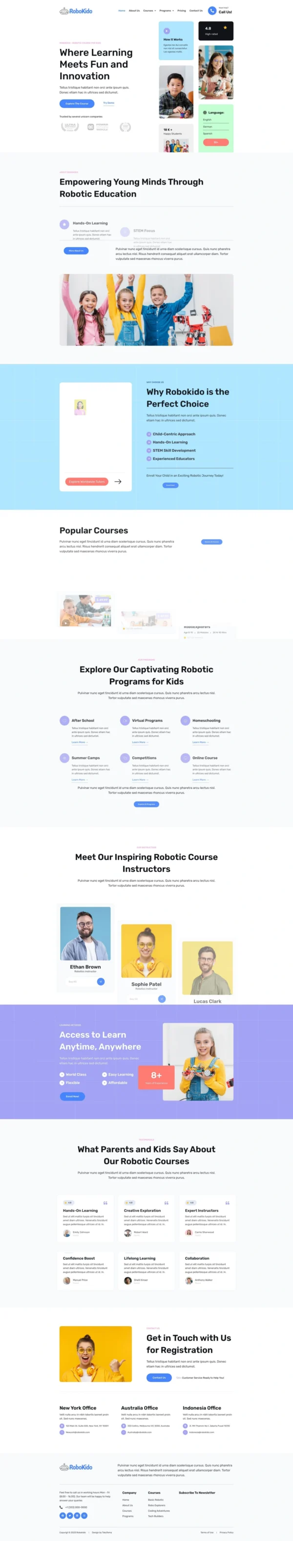 Robokido - Online Learning Courses for Kids Website Design Package