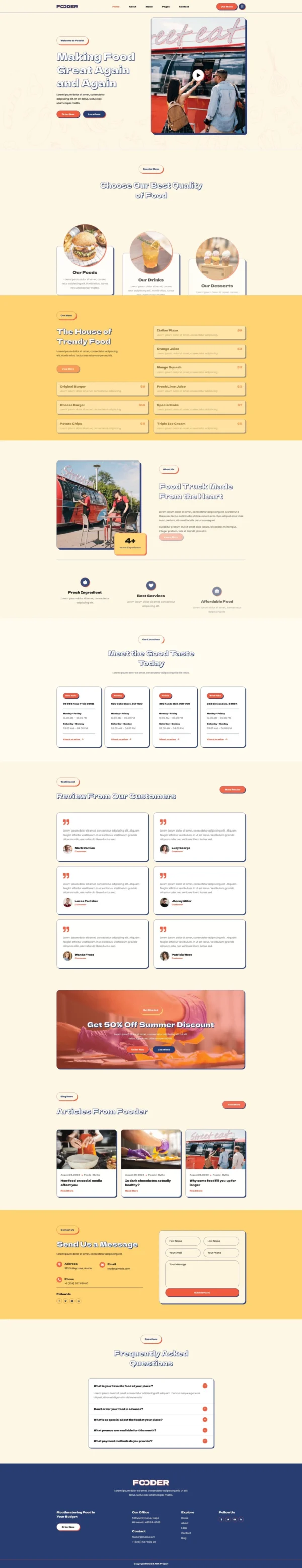 Fooder - Food Truck & Street Food Website Design Package