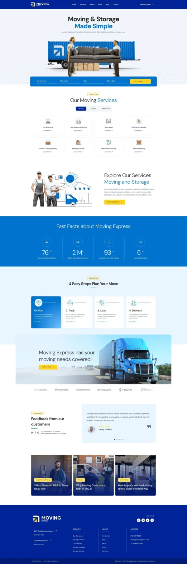 MovingExpress - Moving & Storage Company Website Design Package