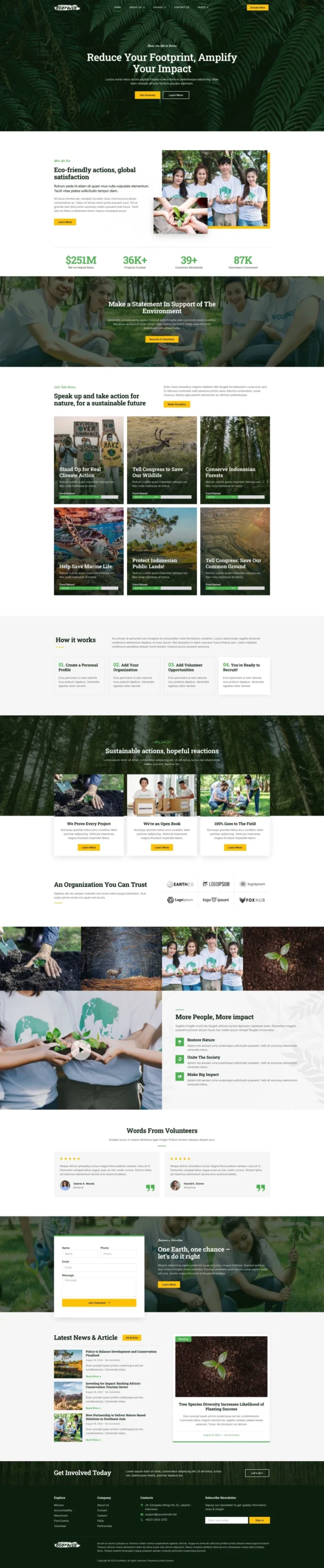 EcoRaise - Environmental Charity & Nonprofit Website Design Package