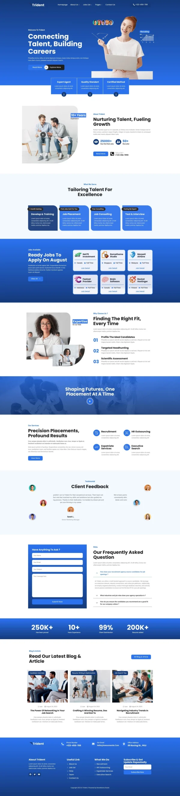 Trident - Human Resources & Recruitment Agency Website Design Package