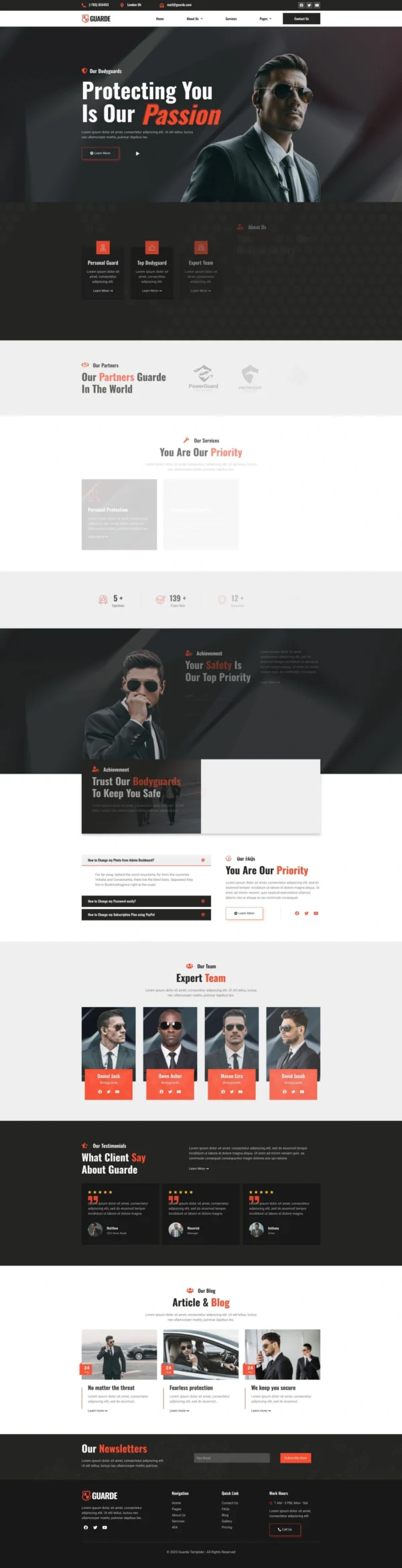 Guarde - Bodyguards & Security Agency Website Design Package