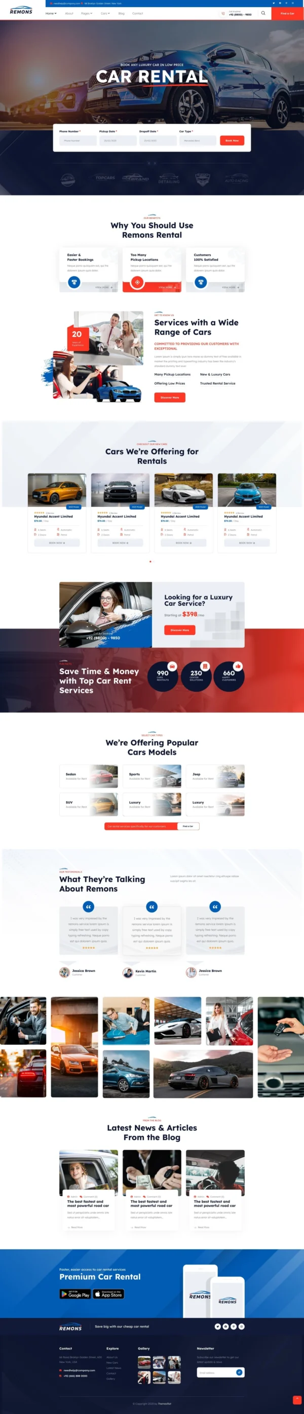 Remons - Car Rental Website Design Package