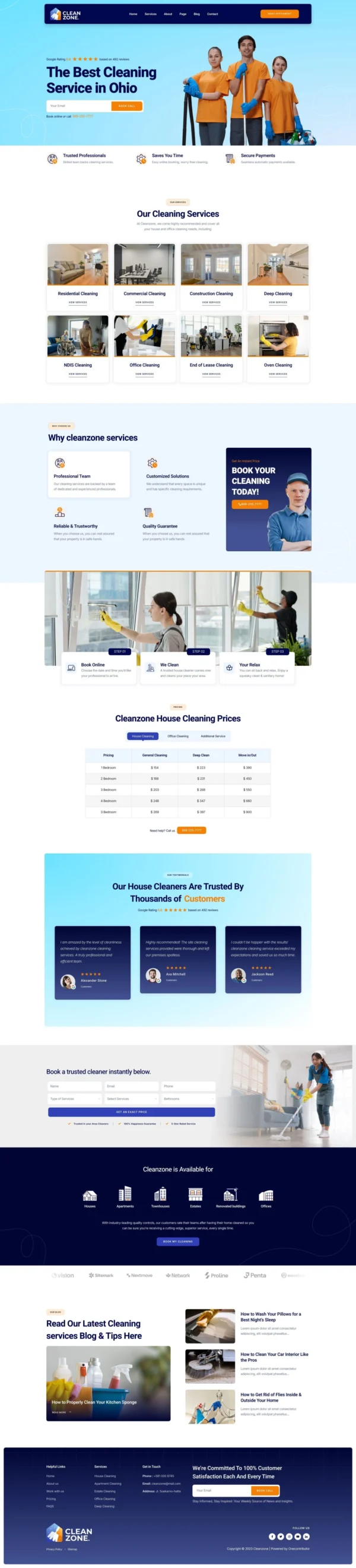 Cleanzone - Cleaning Services Website Design Package