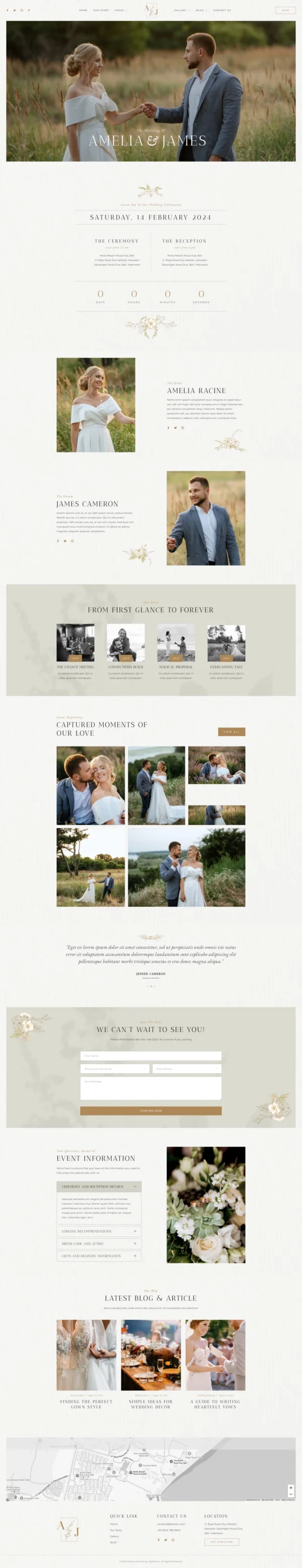 Amelia & James – Wedding Invitation Website Design Package