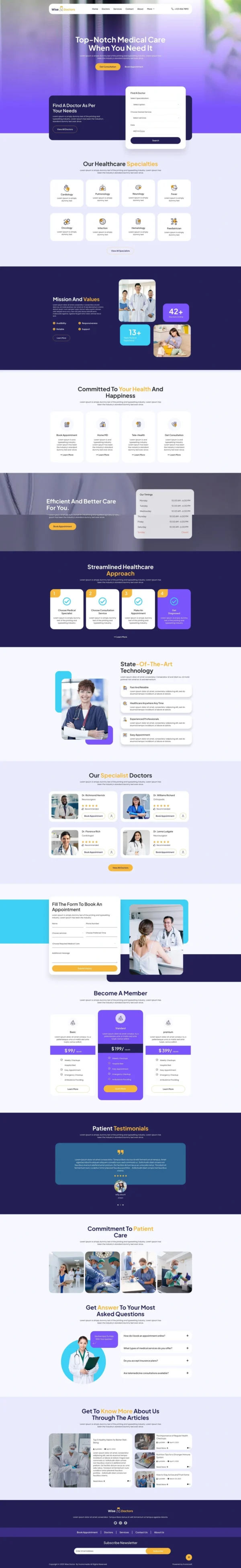 WiseDoctors - Healthcare & Medical Website Design Package