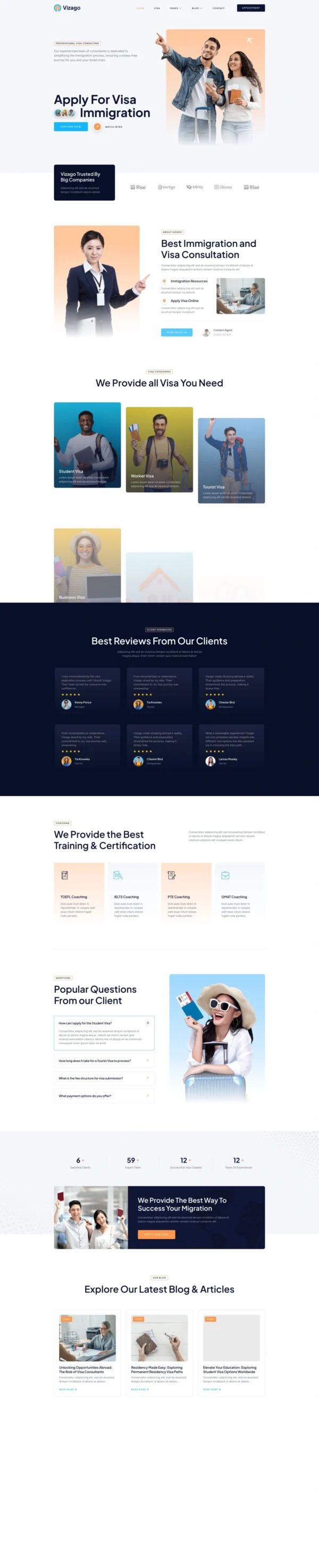 Vizago – Immigration & Visa Consulting Service Website Design Package