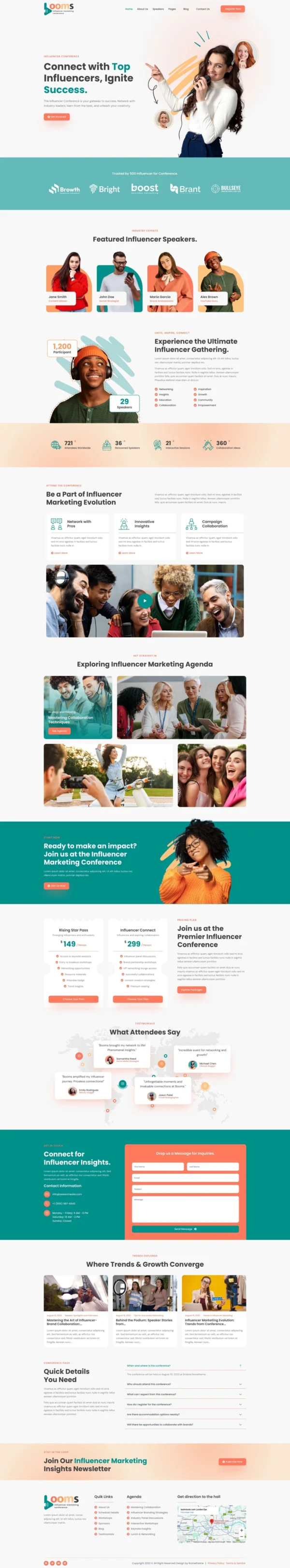 Booms - Influencer Marketing Conference Website Design Package