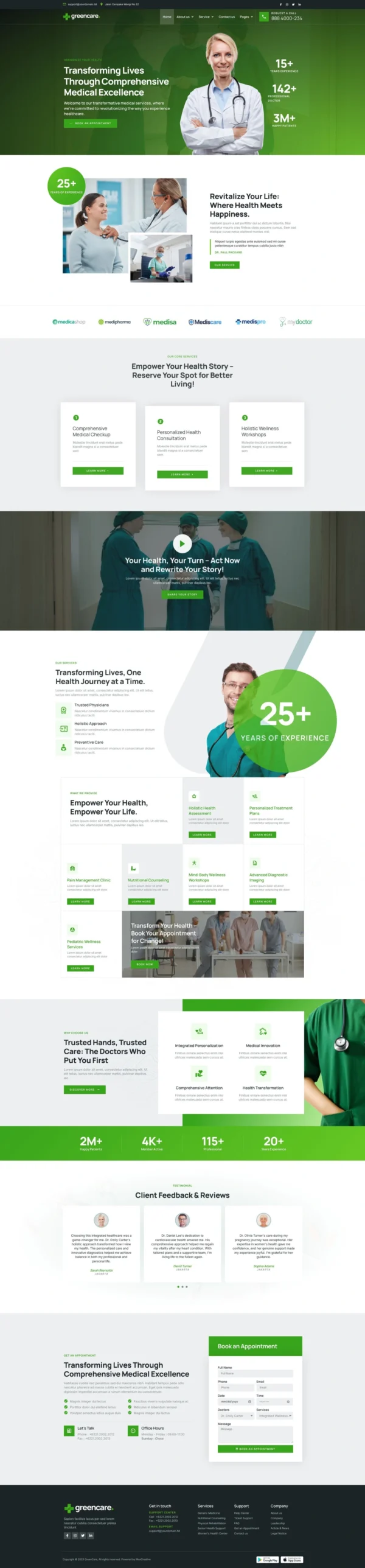 GreenCare - Medical Services Website Design Package