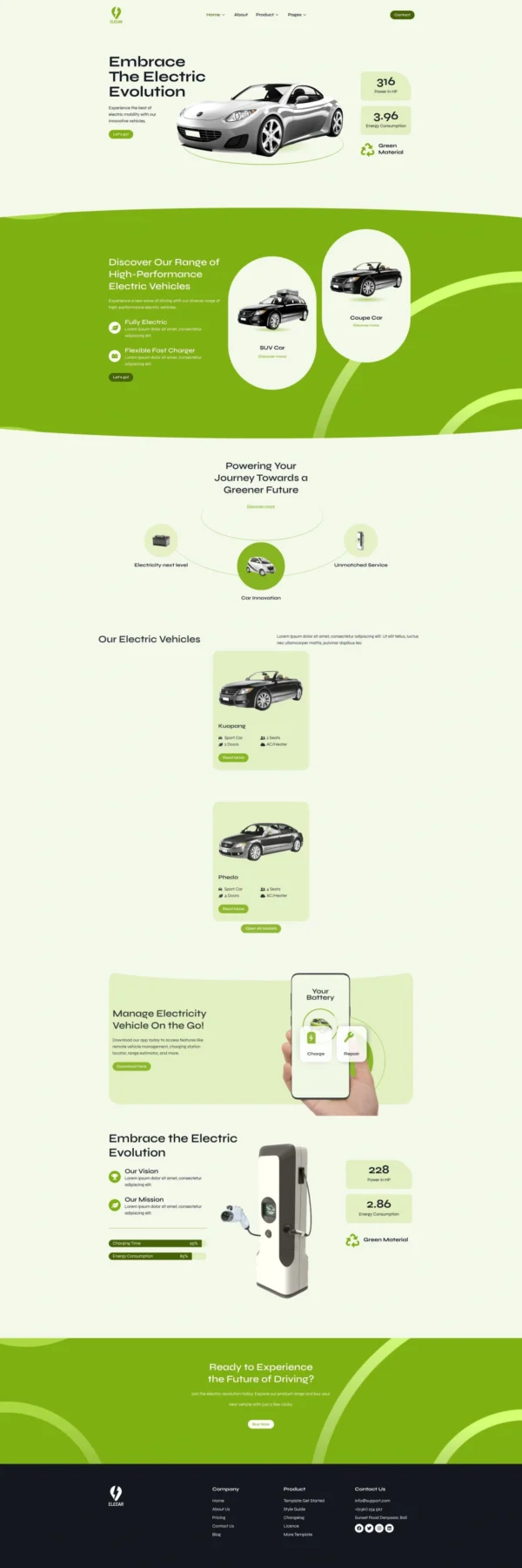 Elecar - Electric Vehicle Website Design Package