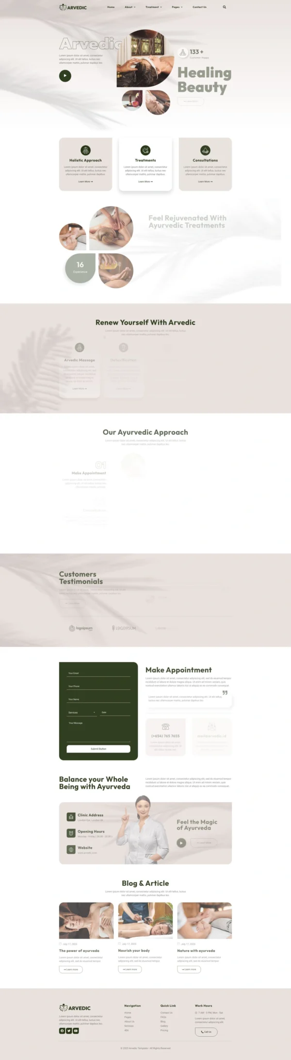 Arvedic - Beauty Treatment Website Design Package