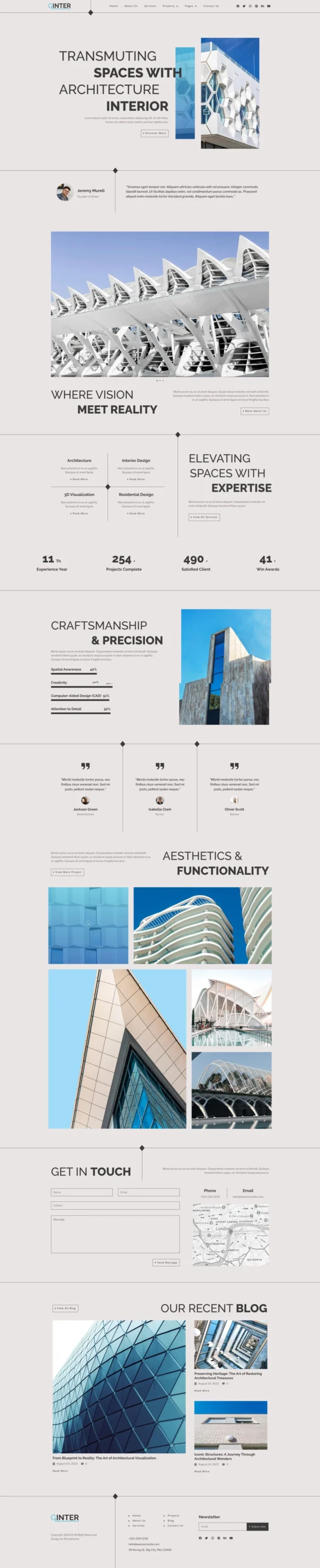 Ginter - Modern Architecture Website Design Package