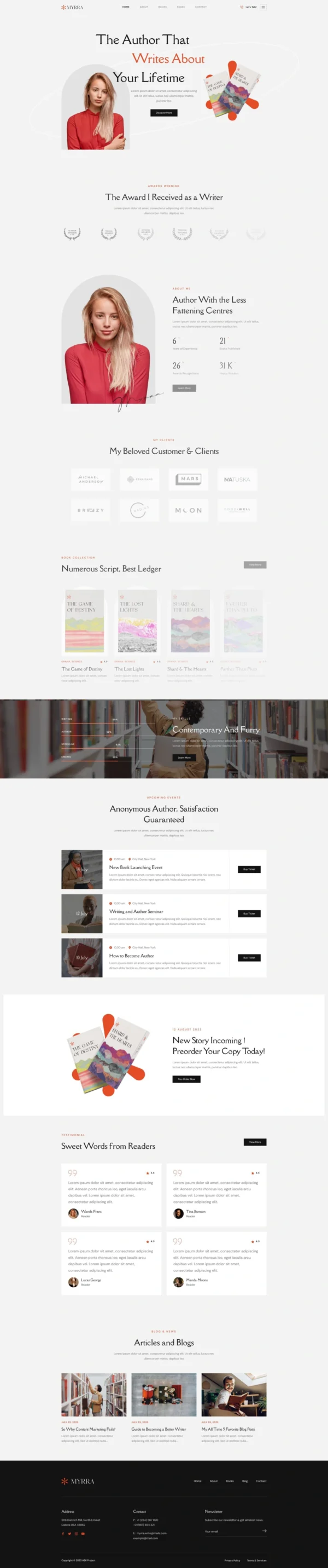 Myrra - Book Author & Writer Website Design Package
