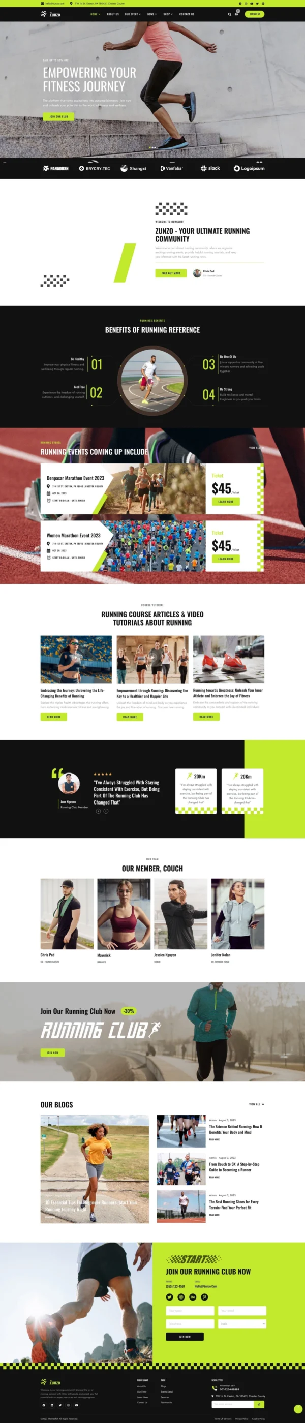 Zunzo - Running Club & Sports Website Design Package