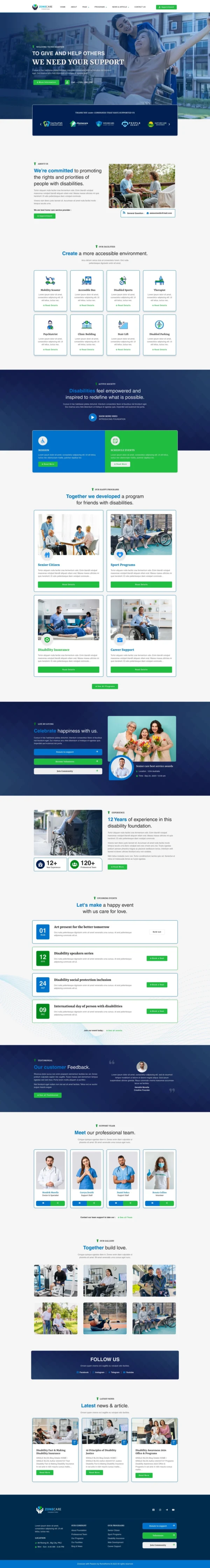 Zonecare - Disability Foundation Website Design Package