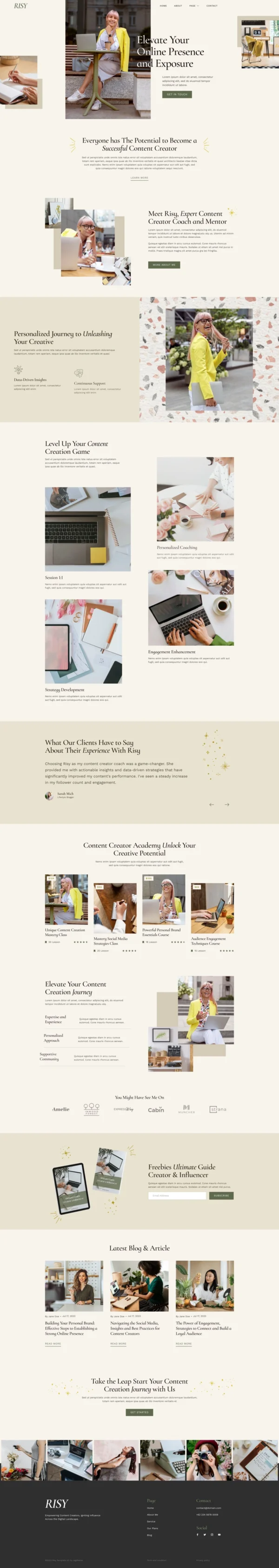 Risy – Content Creator Coach & Mentor Website Design Package