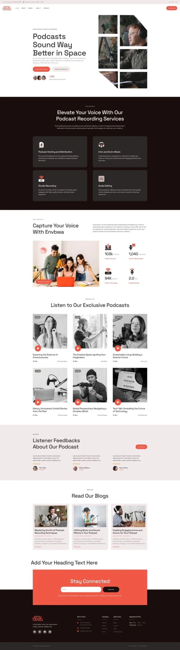 Envbwa - Podcast Recording Studio Website Design Package