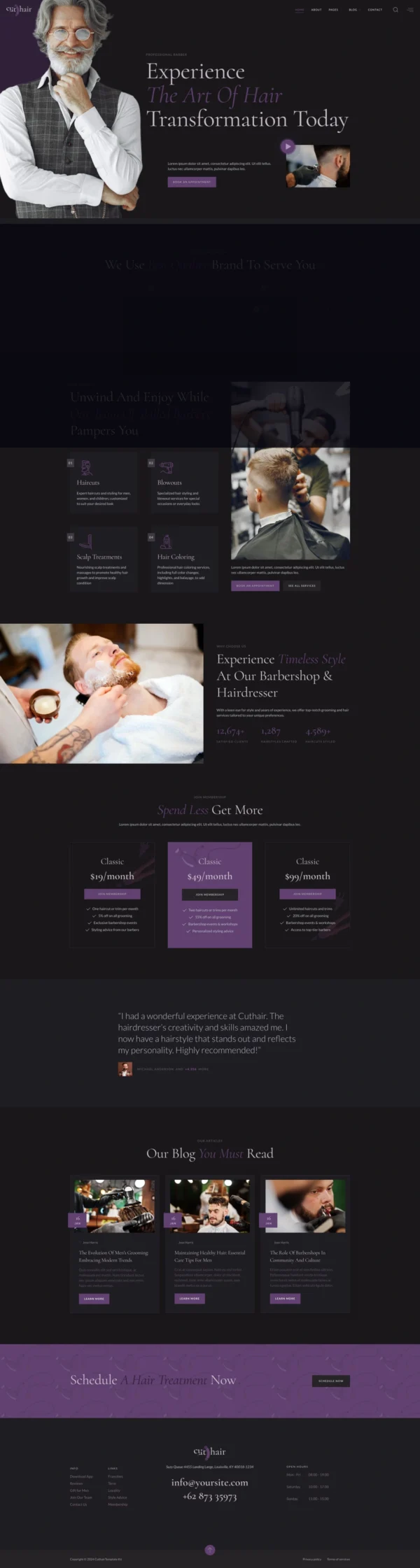 Cuthair - Barbershop & Hairdresser Website Design Package
