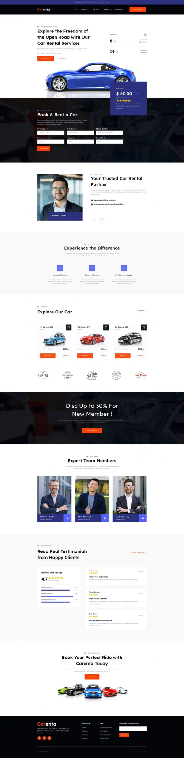 Carenta - Car Rental Business Website Design Packages