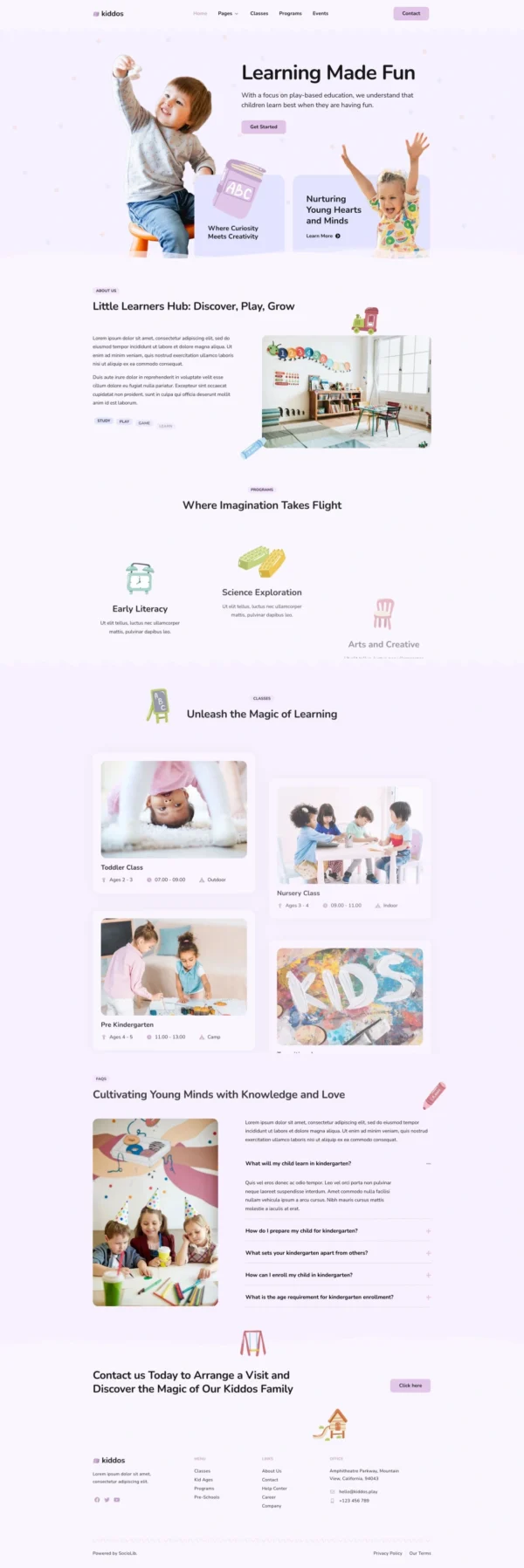 Kiddos - School & Kindergarten Website Design Package