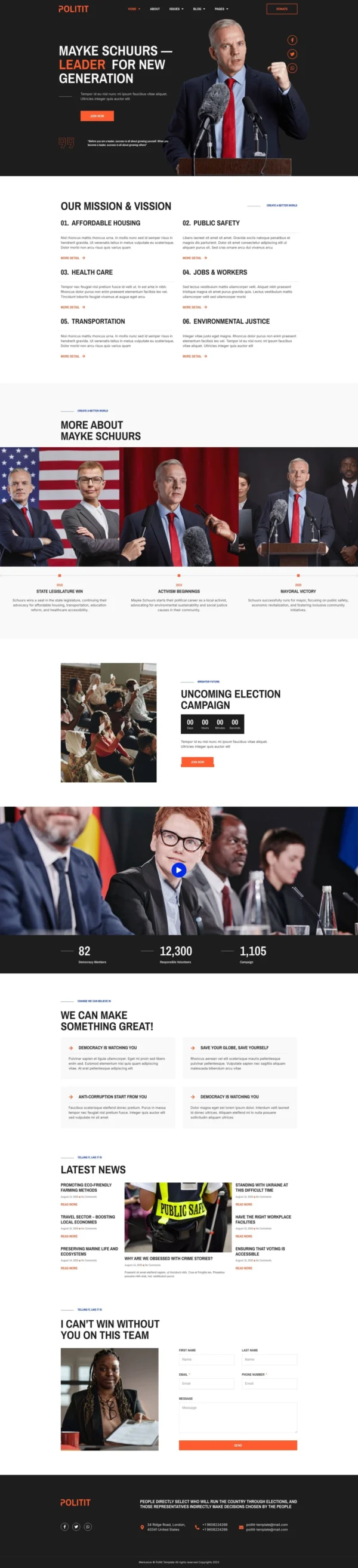 Politit – Political Party Website Design Package