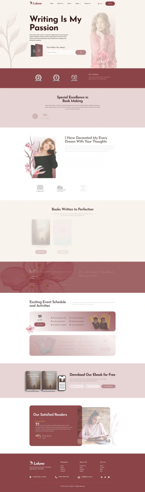 Laluna - Book Author & Writer Website Design Package