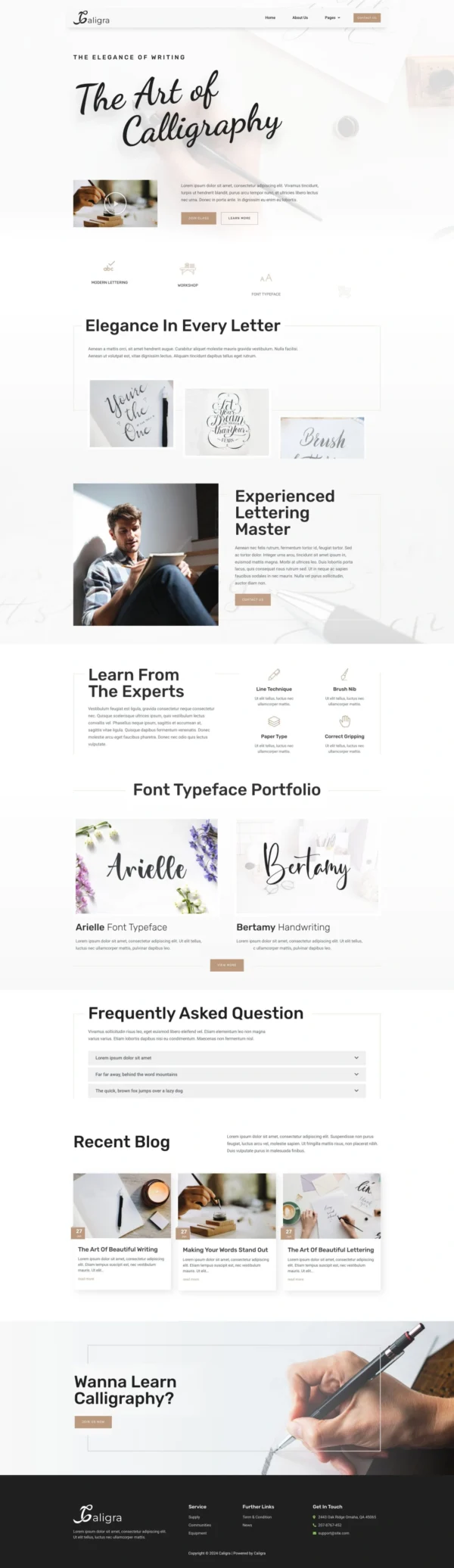 Caligra - Calligraphy & Lettering Website Design Package