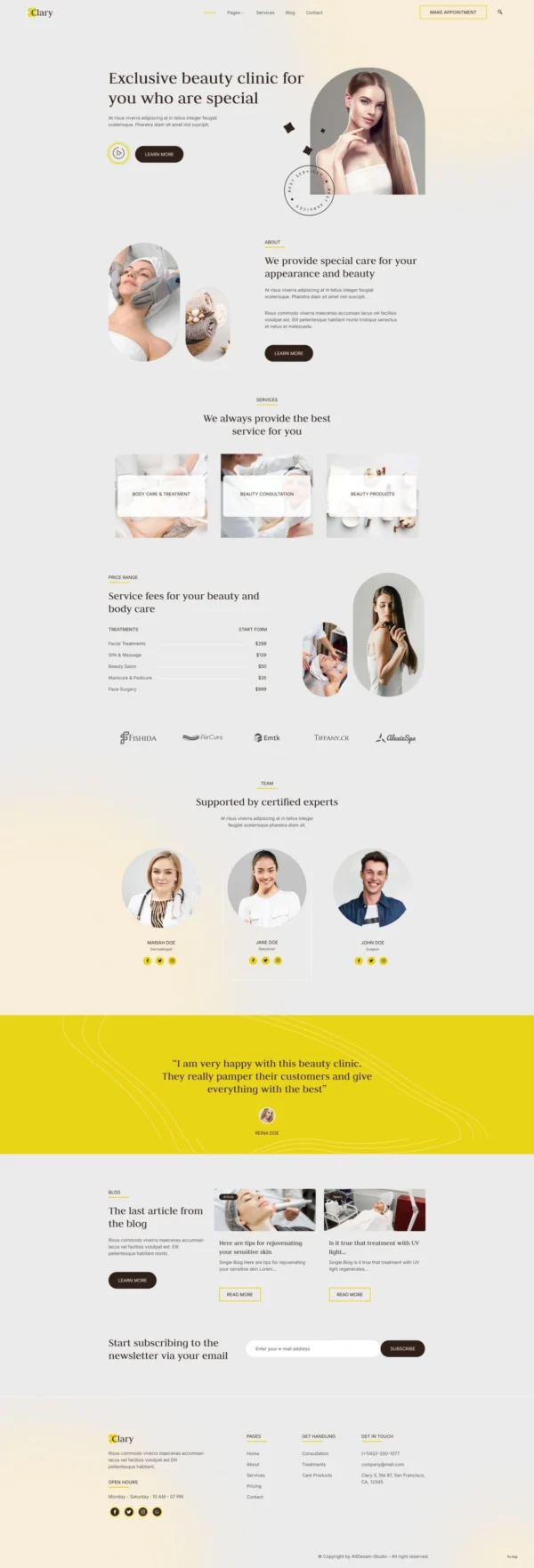 Clary - Beauty Clinic Website Design Package