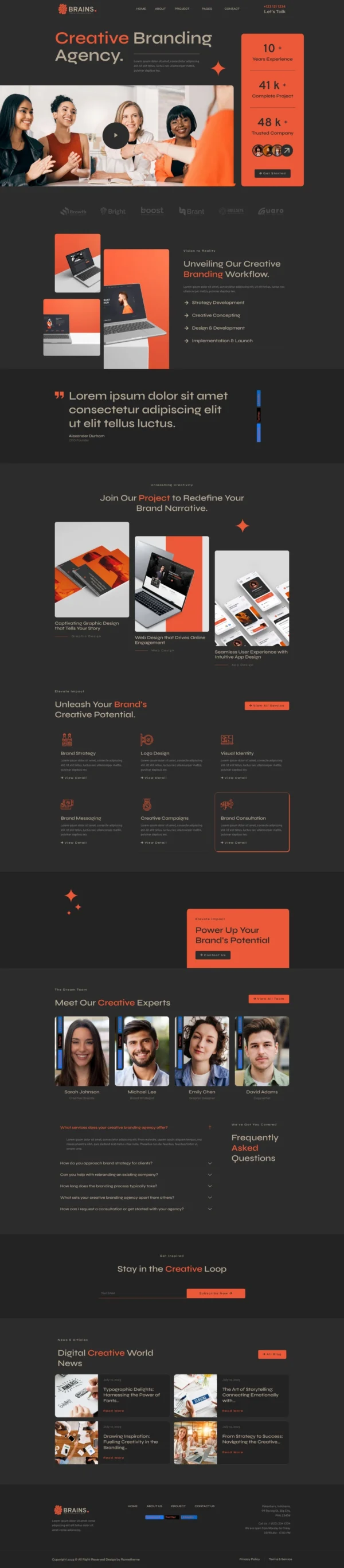 Brains - Creative Branding Agency Website Design Package