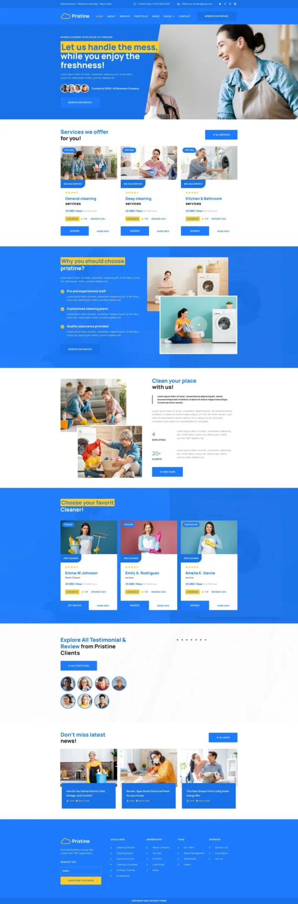 Pristine - Cleaning Service Website Design Package
