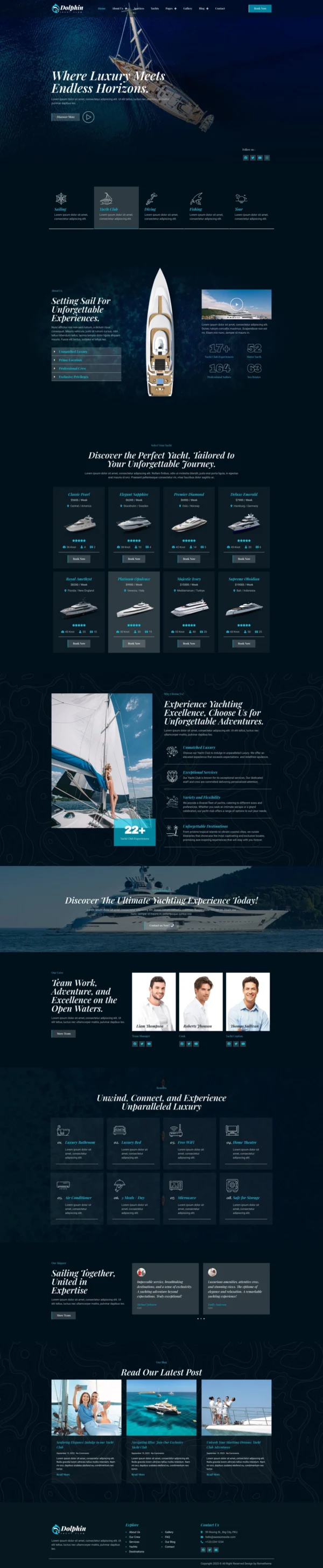 Dolphin - Yacht Club & Boat Rental Website Design Package