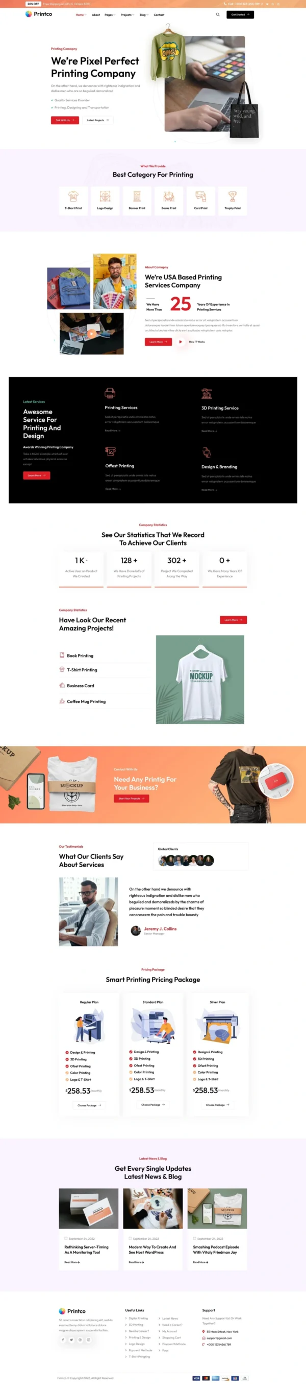 Printco - Printing Company & Services Website Design Package