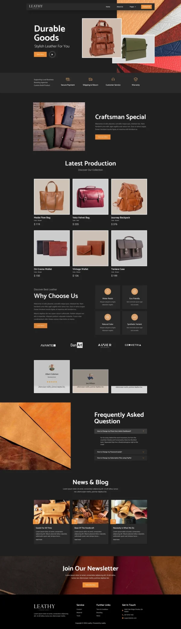 Leathy - Leather Workshop Website Design Package