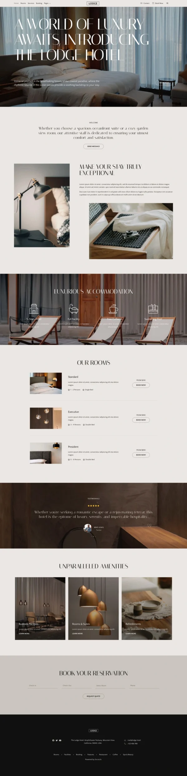 Lodge - Hotel & Resort Website Design Package