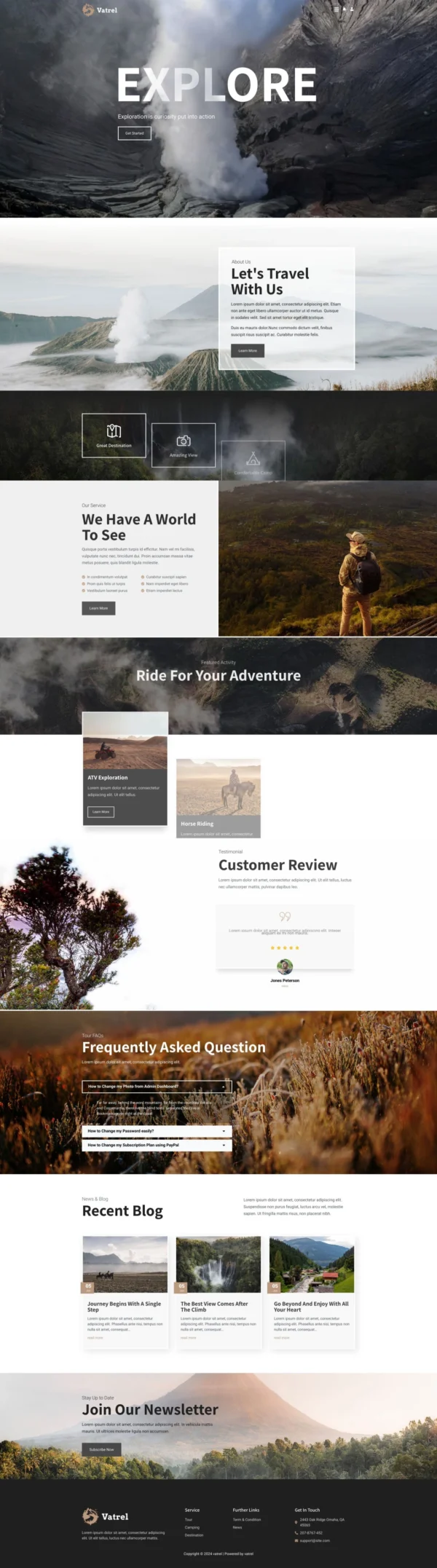 Vatrel - Adventure & Tour Website Design Package