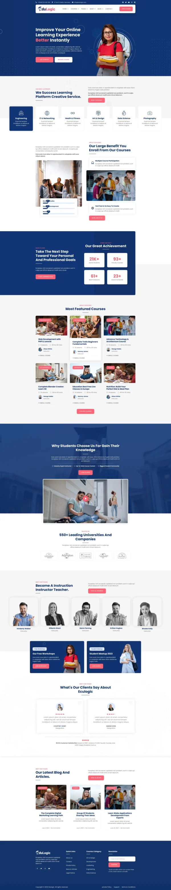 Edulogic - University & School Education Website Design Package