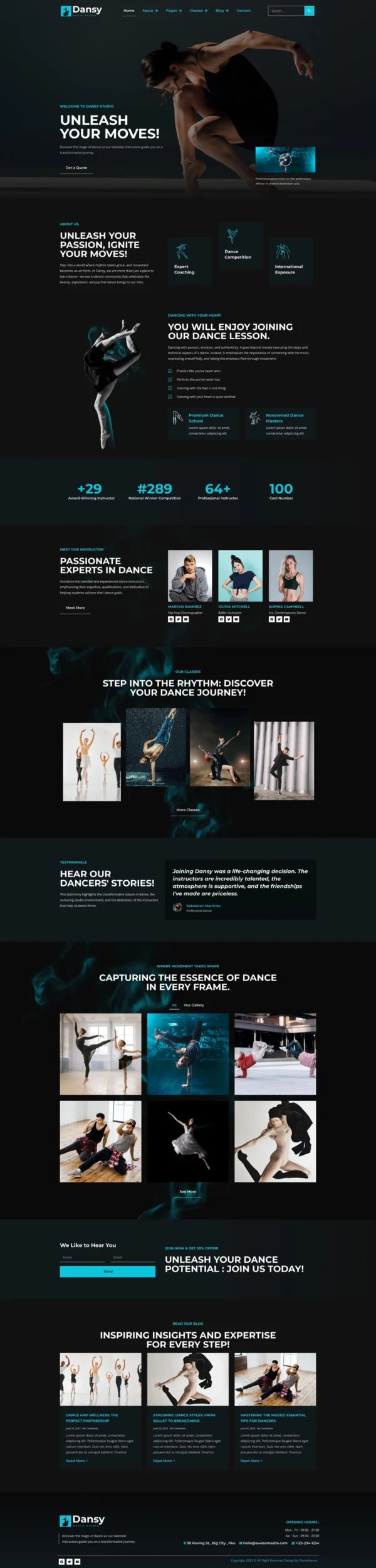 Dansy - Dance Studio Website Design Package