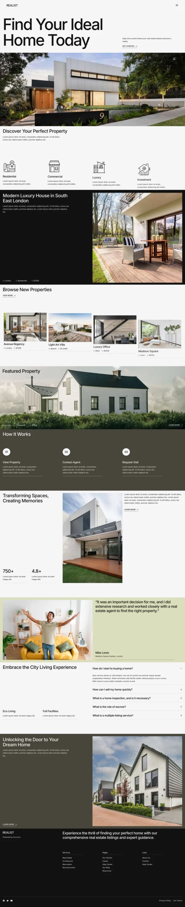 Realist - Real Estate & Property Showcase Website Design Package