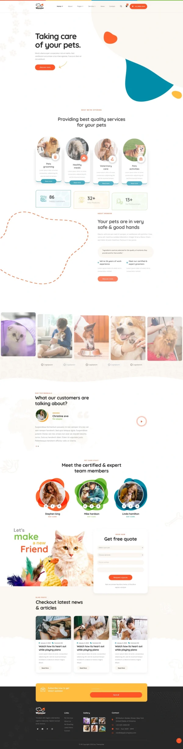 Wanzor - Pet Care & Pet Shop Website Design Package
