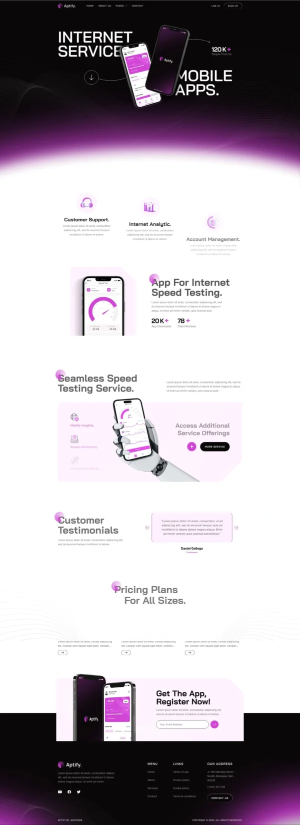 Aptify – Mobile App Landing Page & Tech Company Website Design Package